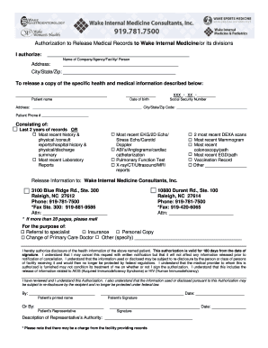 Authorization to Release Medical Records
