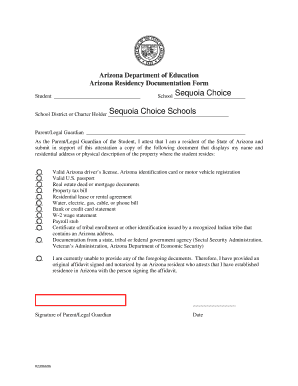 Arizona Residency Documentation Form