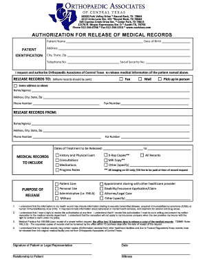 Authorization for Release of Medical Records