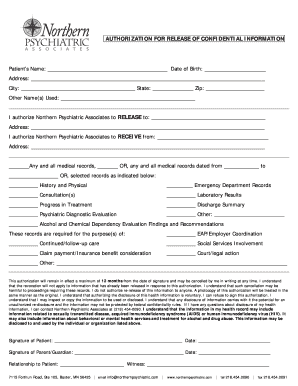 Authorization for Release of Confidential Information