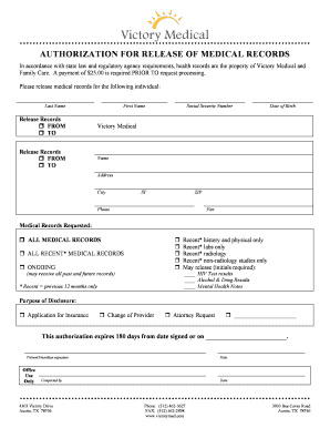 Authorization for Release of Medical Records