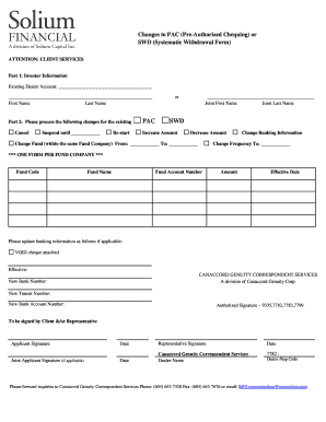 PAC SWD Change Form