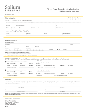 Direct Fund Transfers Authorization Form