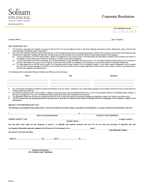 Corporate Resolution for Securities Account
