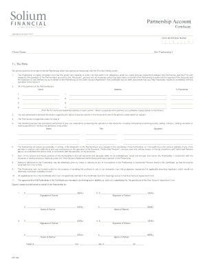 Partnership Account Certificate