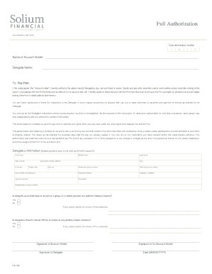 Full Authorization for Securities Trading