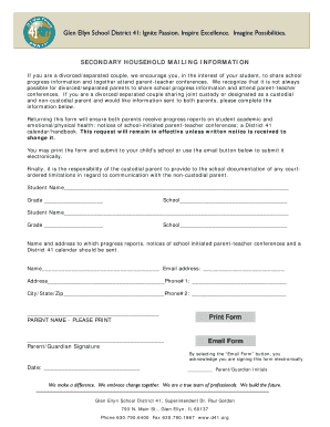 Divorced Parents Information Sharing Form