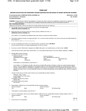 Form ADV Investment Adviser Registration