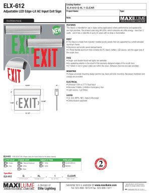 Adjustable LED Exit Sign Specification Form