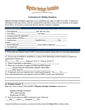 Migration Heritage Foundation Donation Form