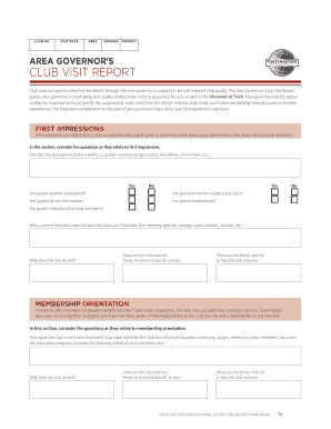 Area Governor's Club Visit Report