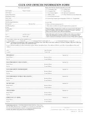 Club and Officer Information Form