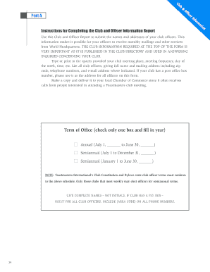 Toastmasters Club and Officer Information Form