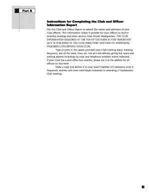 Club and Officer Information Report