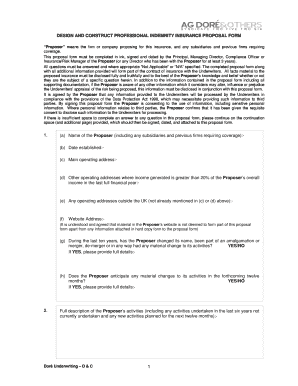 Professional Indemnity Insurance Proposal Form
