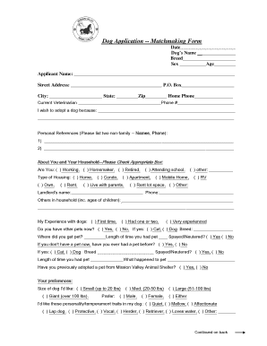 Dog Adoption Application Form