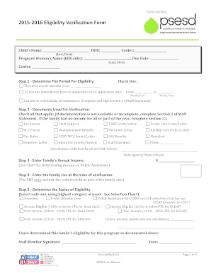 2015-2016 Eligibility Verification Form