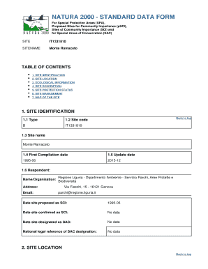 Natura 2000 Standard Data Form