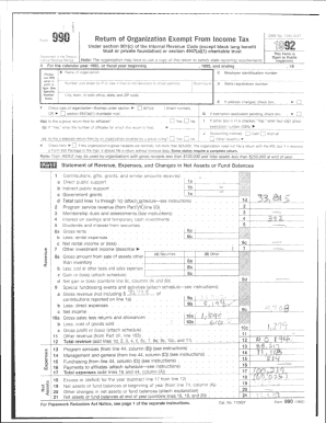 Form 990 (1992) Exempt Organization Tax Return