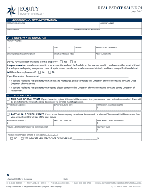 Real Estate Sale Direction of Investment Form