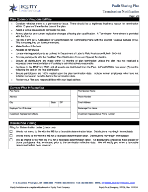Profit Sharing Plan Termination Notification
