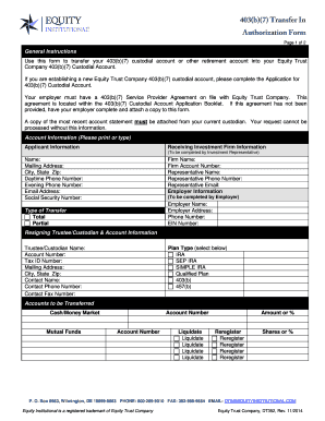 403(b)(7) Transfer Authorization Form