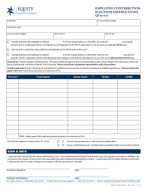 401(k) Employee Contribution Election Form