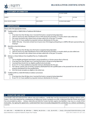 IRA Rollover Certification Form