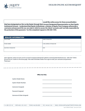 Dealer Online Access Request Form