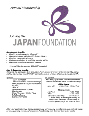 Japan Foundation Sydney Membership Application