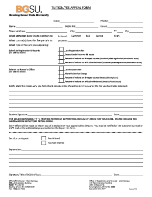 Tuition Fee Appeal Form