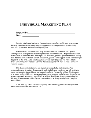 Individual Marketing Plan Template