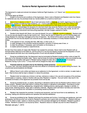 Sunterra Rental Agreement (Month-to-Month)
