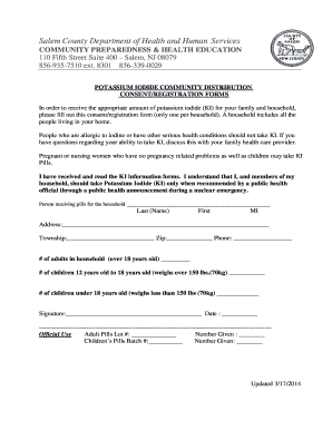 Potassium Iodide Consent Registration Form