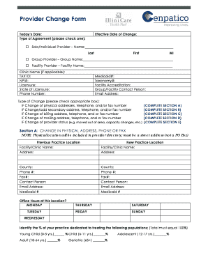 Provider Change Form