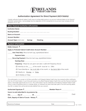 Authorization Agreement for Direct Payment (ACH Debits)
