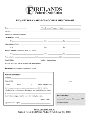 Request for Change of Address and/or Name