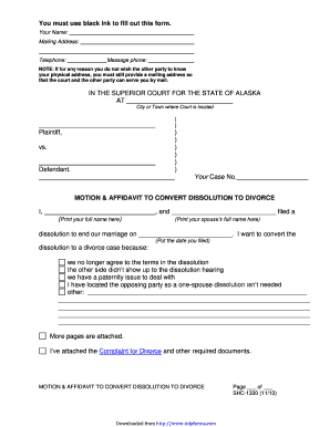 Motion & Affidavit to Convert Dissolution to Divorce