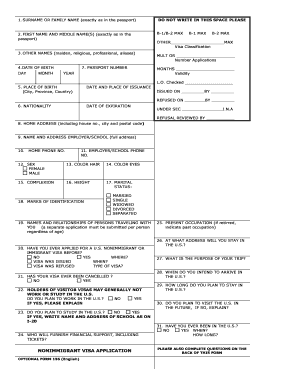 US Nonimmigrant Visa Application Form
