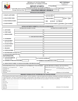 Philippines Birth Report Form