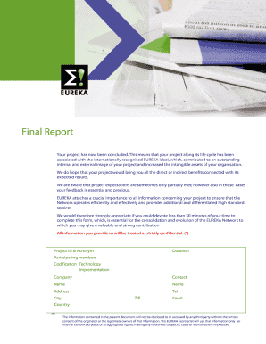EUREKA Project Final Report Form