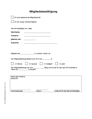 Mitgliedsbestätigung