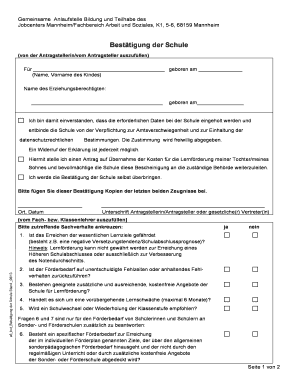 Bestätigung der Schule
