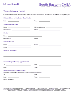 Crisis Care Record Form