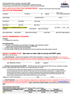 Ohio Nurses Association Membership Application