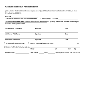 Account Closeout Authorization