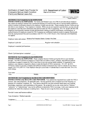 Certification of Health Care Provider for FMLA