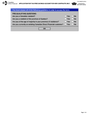Application for Tax-Free Savings Account