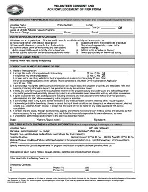 Volunteer Consent and Risk Acknowledgement Form