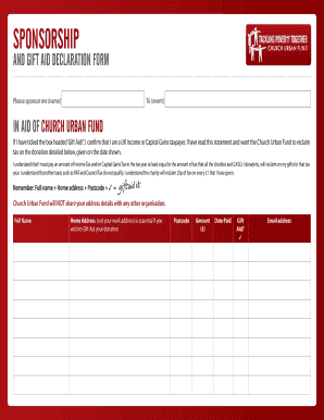 Sponsorship and Gift Aid Declaration Form